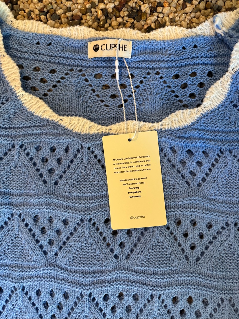 Cupshe Amaze Blue Crochet Cover-Up Mini Dress - Picture 6 of 6
